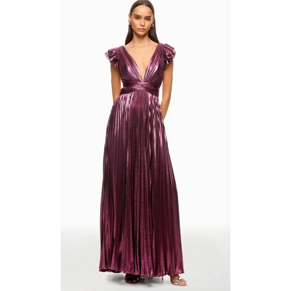 Ieena for Mac Duggal Ruffle Sleeve Metallic Gown Size 4